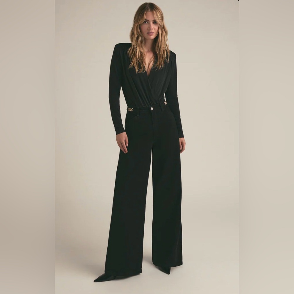 Favorite Daughter $258 the fancy Mischa wide leg black jeans size 31 NWT